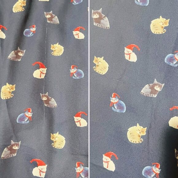 Modcloth Romantic Era Button Front Midi Dress Santa Cat Print Christmas Navy XL - Picture 13 of 13